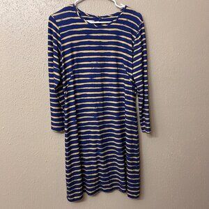 Sara Campbell Blue Striped Long Sleeve Midi Dress Size Medium